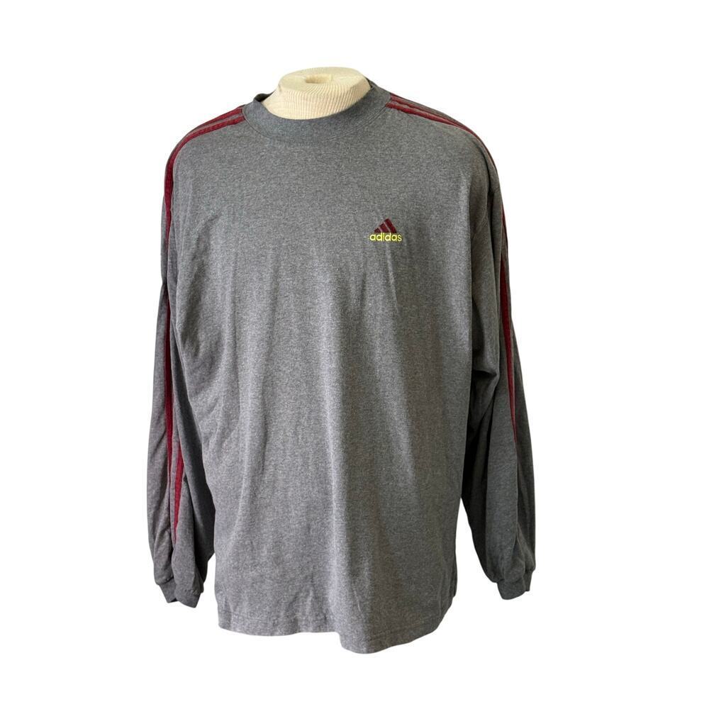 Adidas Long Sleeve Tee - Gray and Red - Men's XL